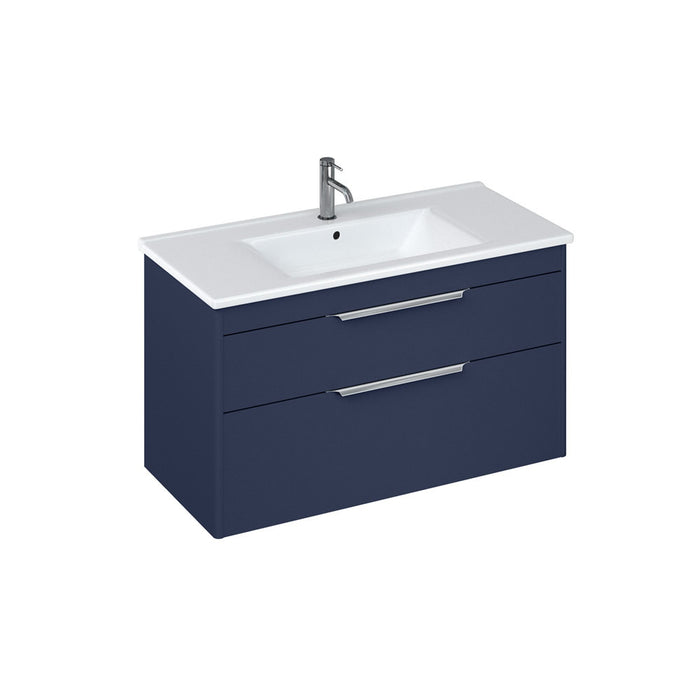 Britton Shoreditch 1000mm Vanity Unit - Wall Hung 2 Drawer Unit with Square Basin - Unbeatable Bathrooms