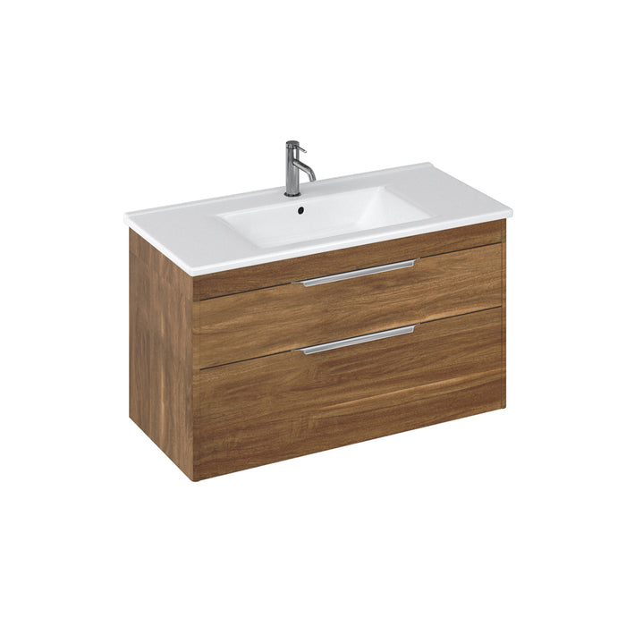 Britton Shoreditch 1000mm Vanity Unit - Wall Hung 2 Drawer Unit with Square Basin - Unbeatable Bathrooms
