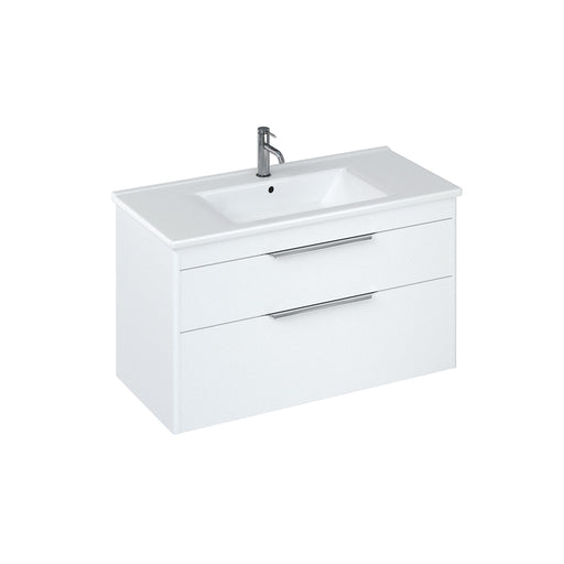 Britton Shoreditch 1000mm Vanity Unit - Wall Hung 2 Drawer Unit with Square Basin - Unbeatable Bathrooms