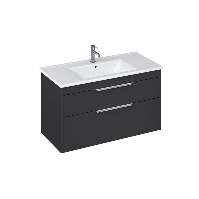 Britton Shoreditch 1000mm Vanity Unit - Wall Hung 2 Drawer Unit with Square Basin - Unbeatable Bathrooms