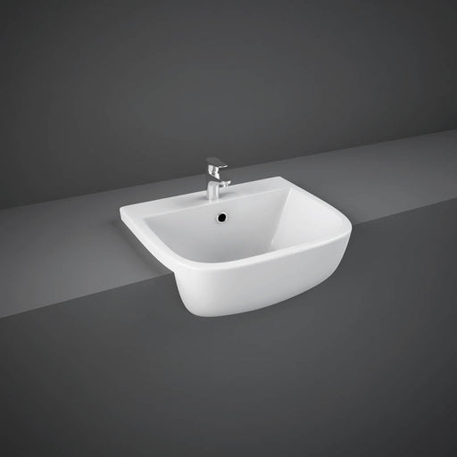 Rak Ceramics Series 600 52cm Semi Recessed Basin 1 Tap Hole - Unbeatable Bathrooms