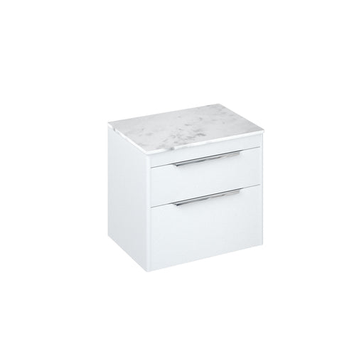 Britton Shoreditch 650mm Wall Hung Double Drawer Unit with Carrara White Worktop - Unbeatable Bathrooms