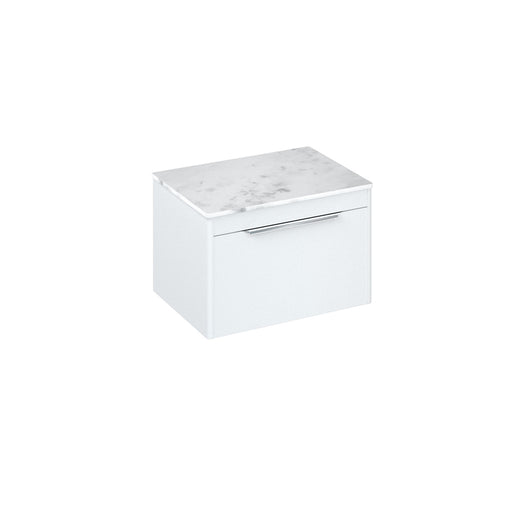 Britton Shoreditch 650mm Wall Hung Single Drawer Unit with Carrara White Worktop - Unbeatable Bathrooms