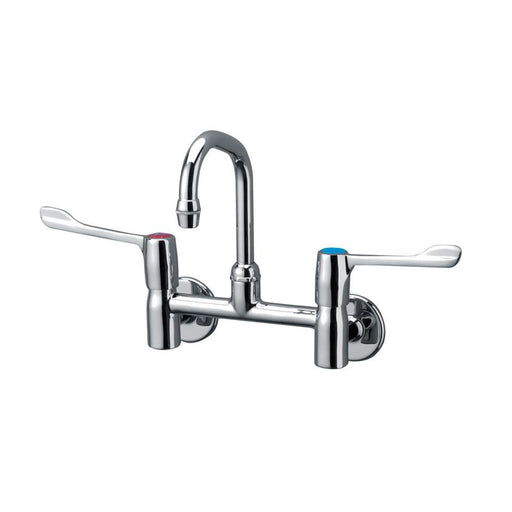 Armitage Shanks Markwik -1/2inch Wall Mounted Mixer with 125mm Projection Single Flow Swivel Nozzle Swan-Neck Nozzle, Anti Splash Outlet, 150mm Levers, Concealed Inlets With Built-In Servicing and Volume Controls - Unbeatable Bathrooms