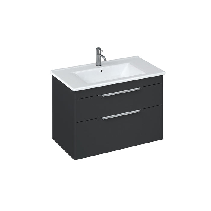 Britton Shoreditch 820mm Vanity Unit - Wall Hung 2 Drawer Unit with Square Basin - Unbeatable Bathrooms