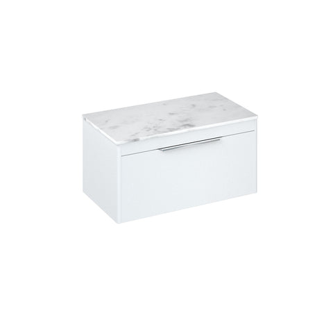 Britton Shoreditch 850mm Wall Hung Single Drawer Unit with Carrara White Worktop - Unbeatable Bathrooms