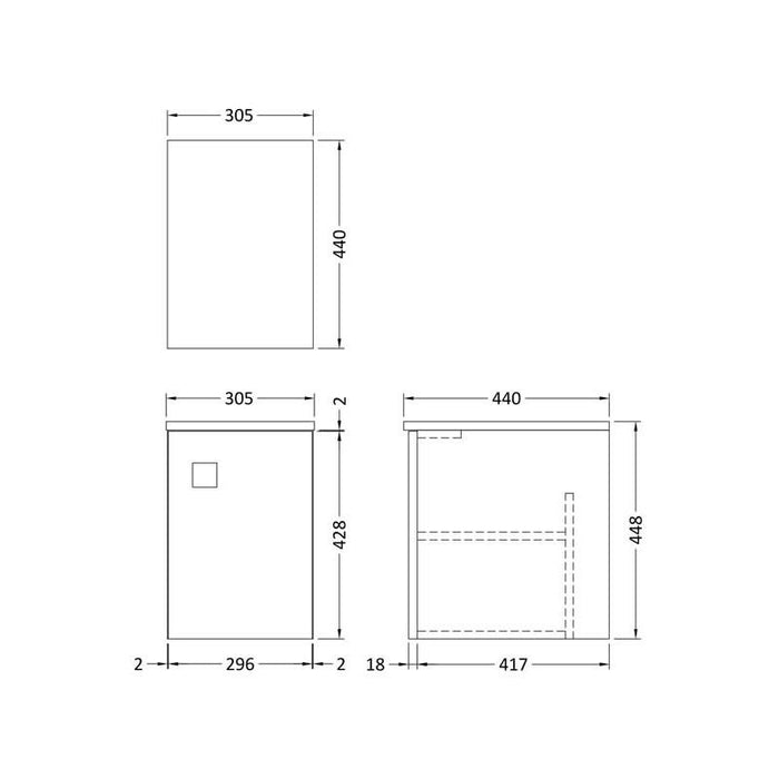 Hudson Reed Sarenna 30cm Wall Hung Side Unit - Unbeatable Bathrooms