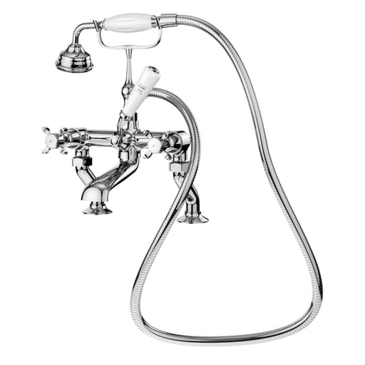 Nuie Selby Crosshead Deck Mounted Bath Shower Mixer with Kit - Unbeatable Bathrooms