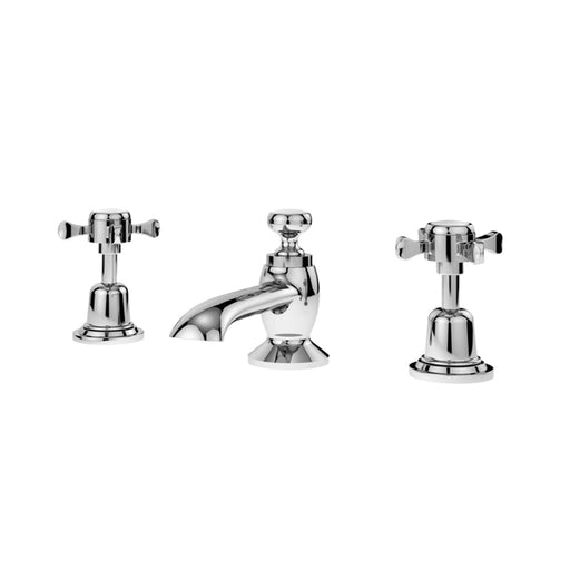 Nuie Selby Crosshead 3 Tap Hole Deck Mounted Basin Tap & Waste - Unbeatable Bathrooms