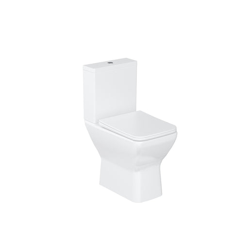 Britton Shoreditch Square Rimless Close Coupled Toilet & Soft Close Seat - Unbeatable Bathrooms