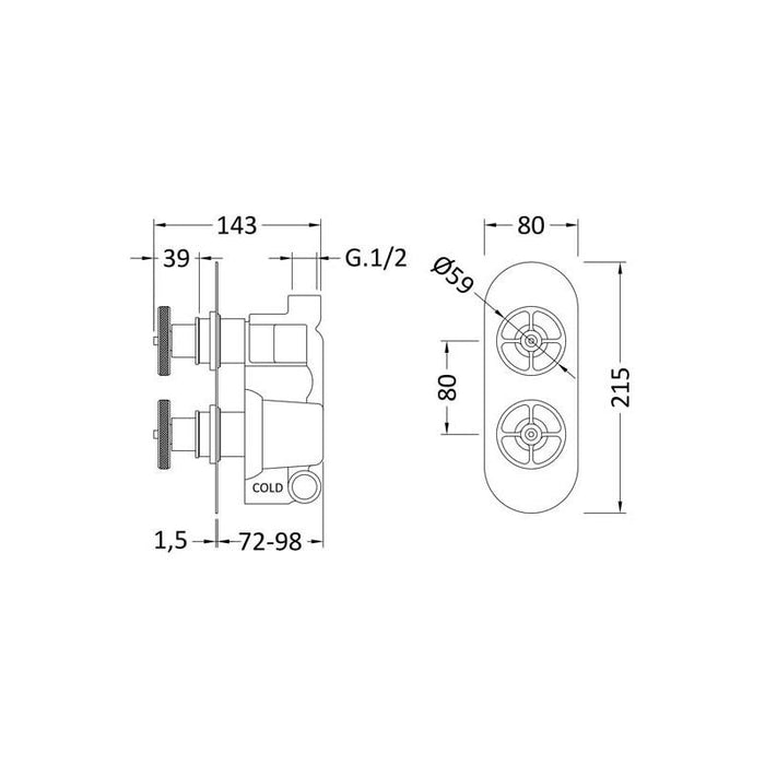 Hudson Reed Industrial Twin Shower Valve - Unbeatable Bathrooms
