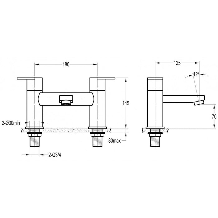 Flova Smart Deck Mounted Bath Filler - Unbeatable Bathrooms