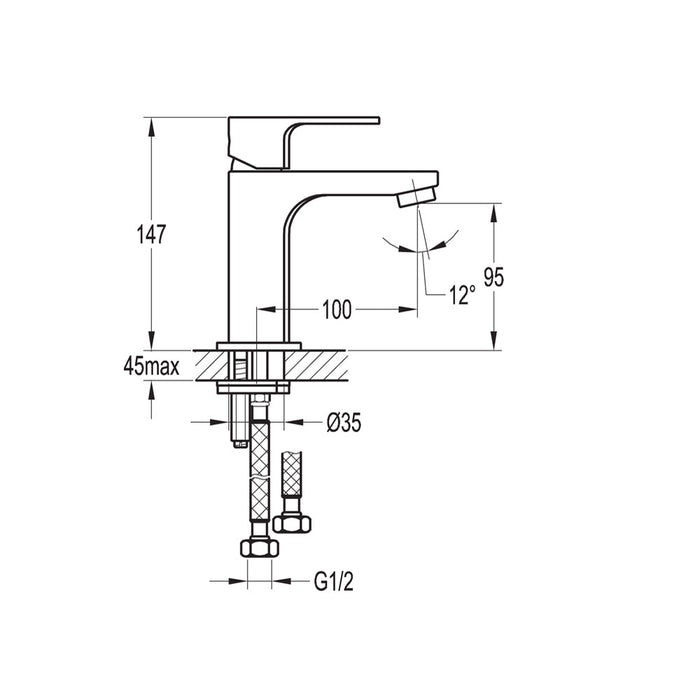 Flova Smart 147mm Mono Basin Mixer with Slotted Clicker Waste Set - Unbeatable Bathrooms
