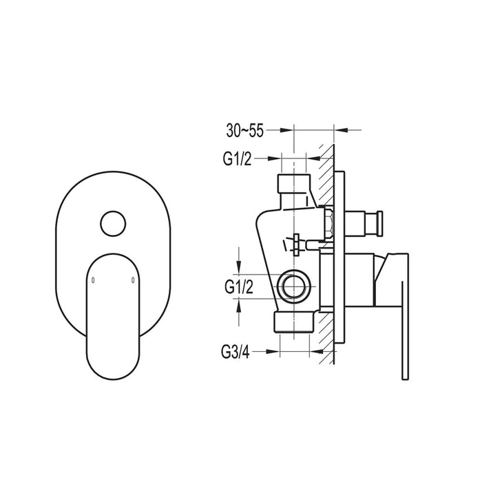 Flova Smart Concealed Manual Shower Mixer 2-Way Diverter with Smart Box - Unbeatable Bathrooms