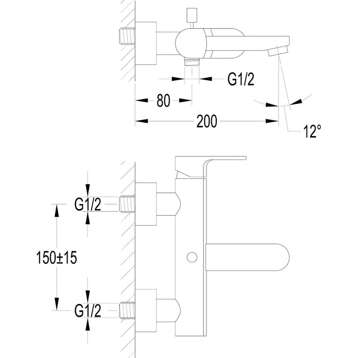 Flova Smart Wall Mounted Single Lever Bath and Shower Mixer (Excludes Kit) - Unbeatable Bathrooms