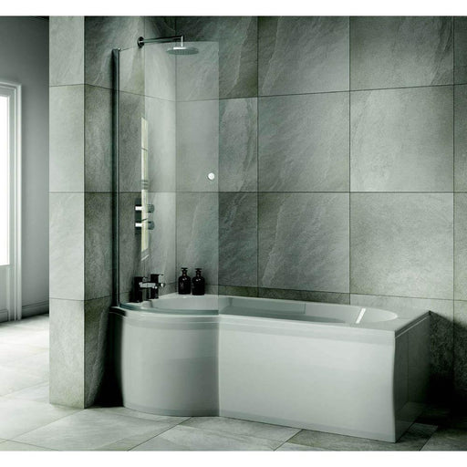 Sommer Chrome 1470 x 746mm P Curved Bath Screen - Unbeatable Bathrooms