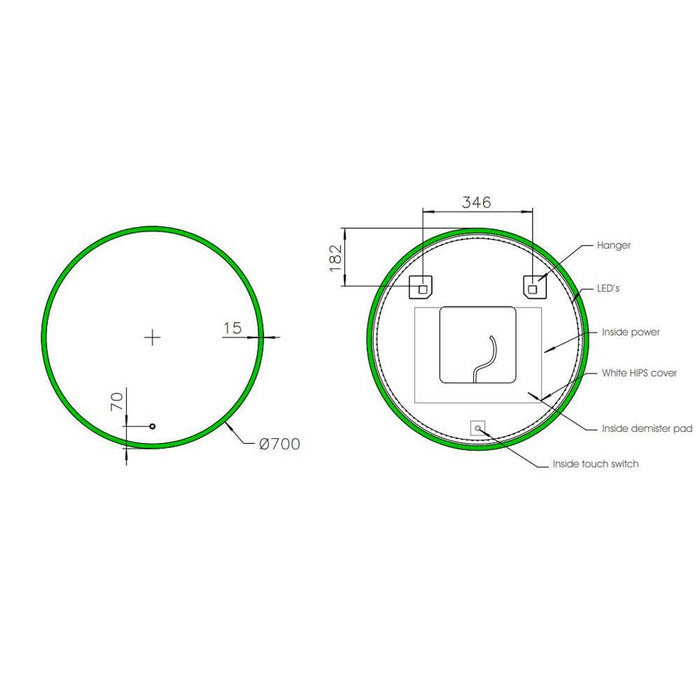 The White Space Sol 60cm Illuminated Mirror With Sensor Switch And Demister Pad - Unbeatable Bathrooms