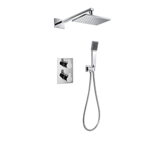Flova Spring Thermostatic 2-Outlet Shower Valve with Fixed Head and Handshower Kit - Unbeatable Bathrooms