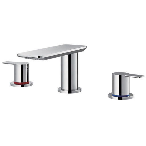 Flova Spring 3-Hole Deck Mounted Basin Mixer with Slotted Clicker Waste Set - Unbeatable Bathrooms