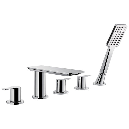 Flova Spring 5-Hole Deck Mounted Bath and Shower Mixer with Shower Set - Unbeatable Bathrooms