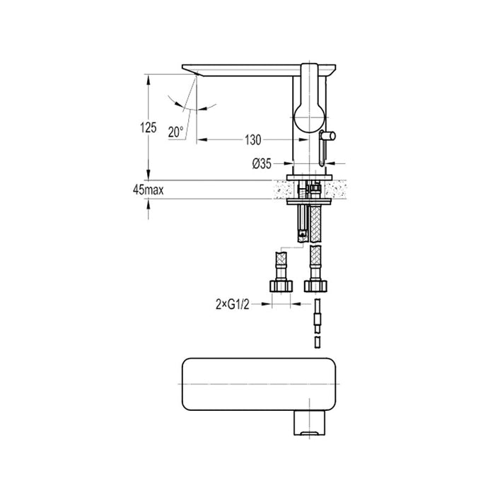 Flova Spring Mono 125mm Basin Mixer with Slotted Clicker Waste Set - Unbeatable Bathrooms