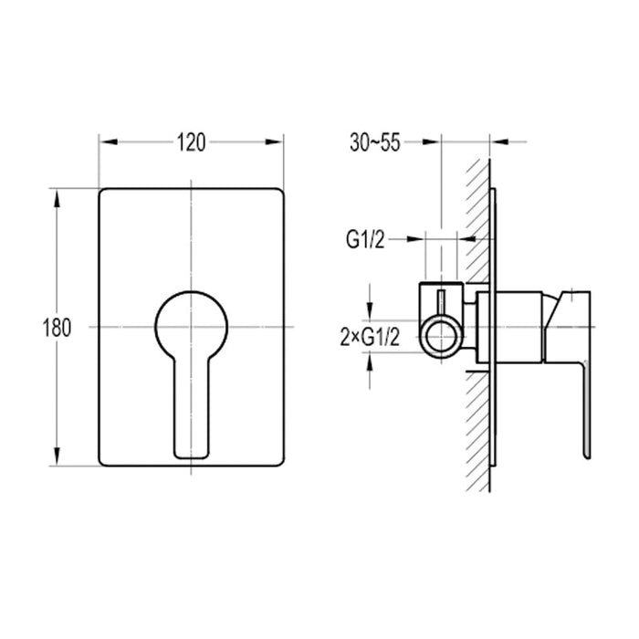 Flova Spring Concealed Single Outlet Manual Shower Mixer - Unbeatable Bathrooms