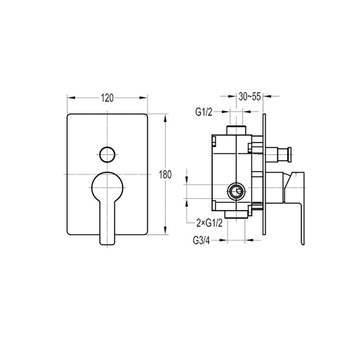 Flova Spring Concealed 2-Outlet Manual Shower Mixer - Unbeatable Bathrooms