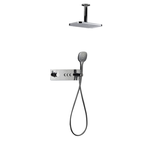 Flova Spring Goclick&reg; Horizontal Thermostatic 3-Outlet Shower Valve with 2-Function Rainshower and Integral Handshower Kit - Unbeatable Bathrooms