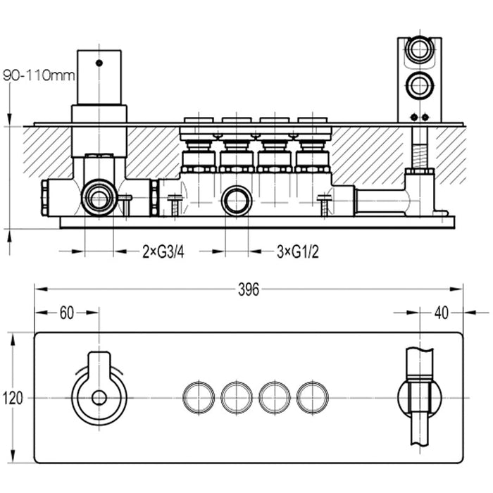 Flova Spring 4-Outlet Horizontal Goclick Valve with Flow Control - Unbeatable Bathrooms