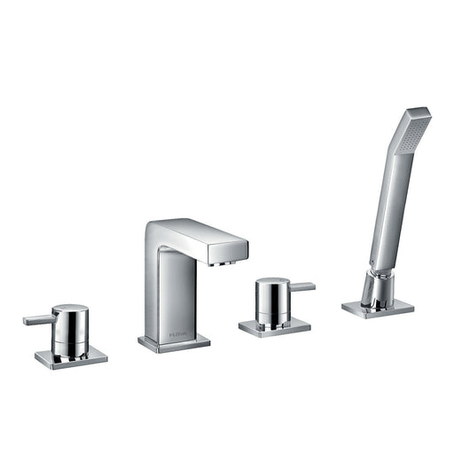 Flova STR8 4-Hole Deck Mounted Bath and Shower Mixer with Shower Set - Unbeatable Bathrooms