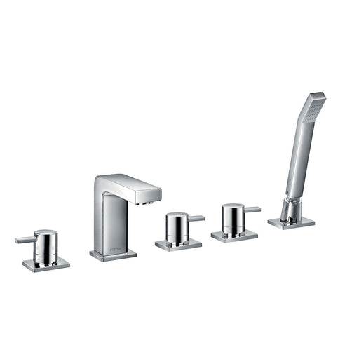 Flova STR8 5-Hole Deck Mounted Bath and Shower Mixer with Shower Set - Unbeatable Bathrooms