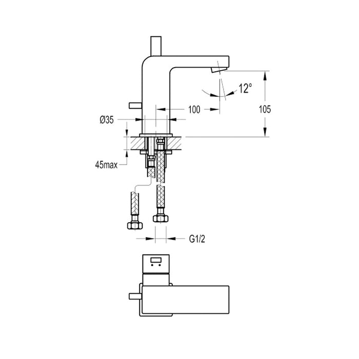 Flova STR8 Mono 105mm Basin Mixer with Slotted Clicker Waste Set - Unbeatable Bathrooms