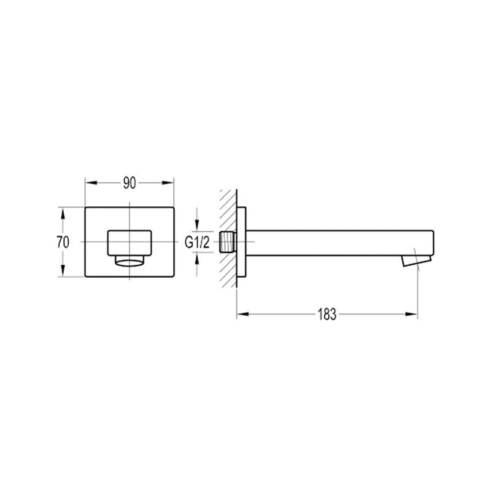 Flova STR8 Wall Mounted Bath Spout - Unbeatable Bathrooms