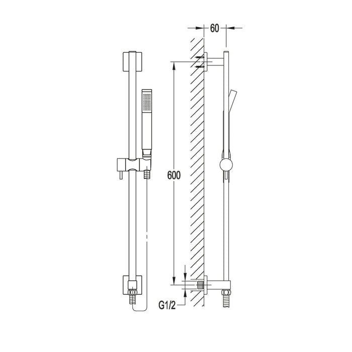 Flova STR8 Slide Rail Kit with Integral Wall Outlet - Unbeatable Bathrooms
