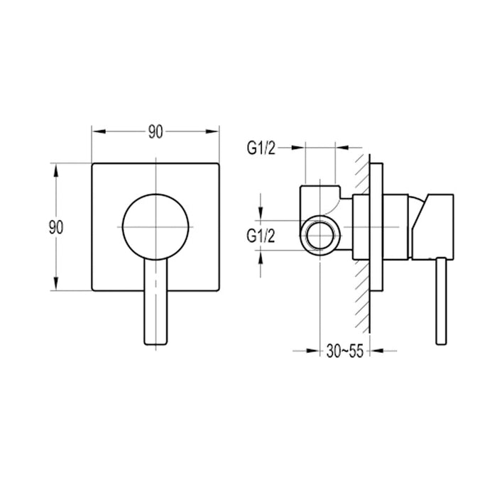 Flova STR8 Concealed Single Outlet Manual Mixer - Unbeatable Bathrooms