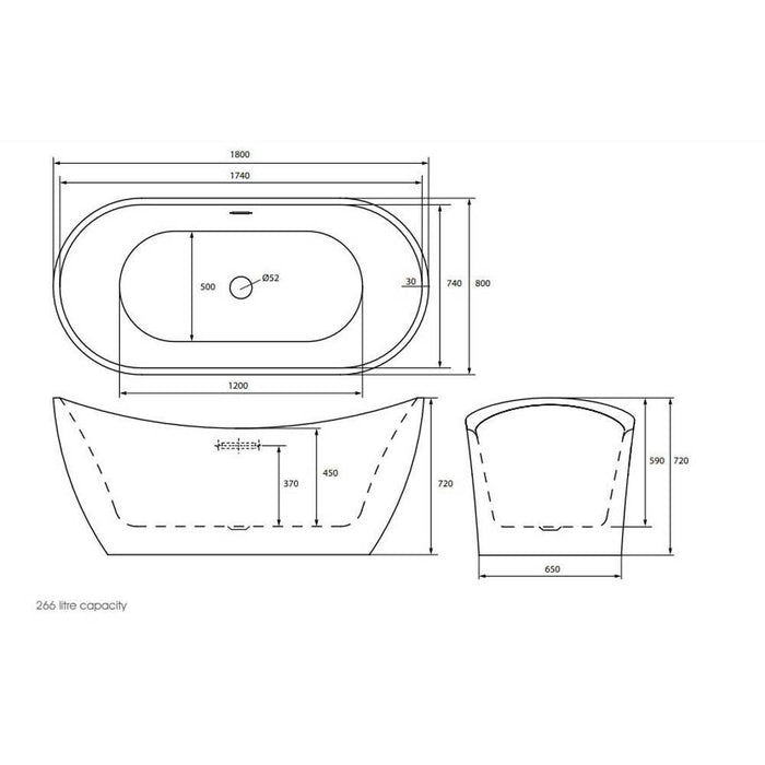 The White Space Sulis 17/1800mm Freestanding Bath - Unbeatable Bathrooms