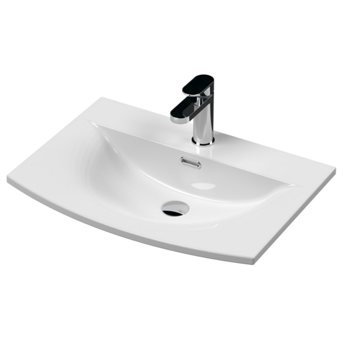 Nuie Deco 600mm Wall Hung 2 Drawer Fluted Vanity Unit & Basin - Satin Blue - Unbeatable Bathrooms
