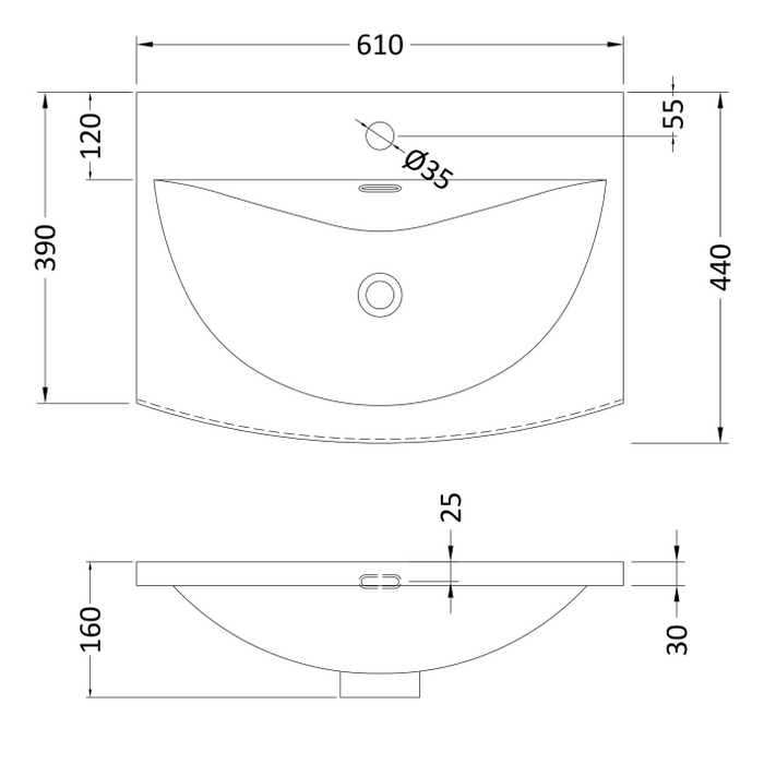 Nuie Deco 500mm Wall Hung 2 Drawer Fluted Vanity Unit & Basin - Satin Grey - Unbeatable Bathrooms