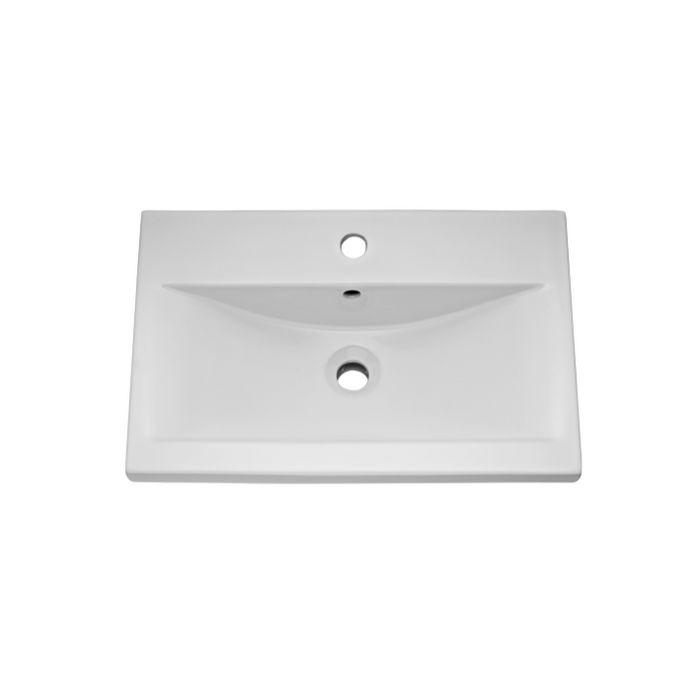 Nuie Deco 500mm Wall Hung 1 Drawer Fluted Vanity Unit & Basin - Satin Blue - Unbeatable Bathrooms