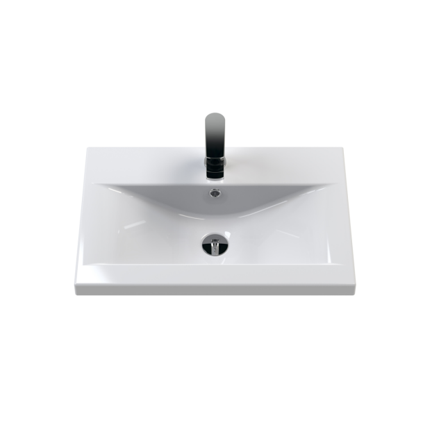 Nuie Deco 600mm Wall Hung 1 Drawer Fluted Vanity Unit & Basin - Satin Anthracite - Unbeatable Bathrooms
