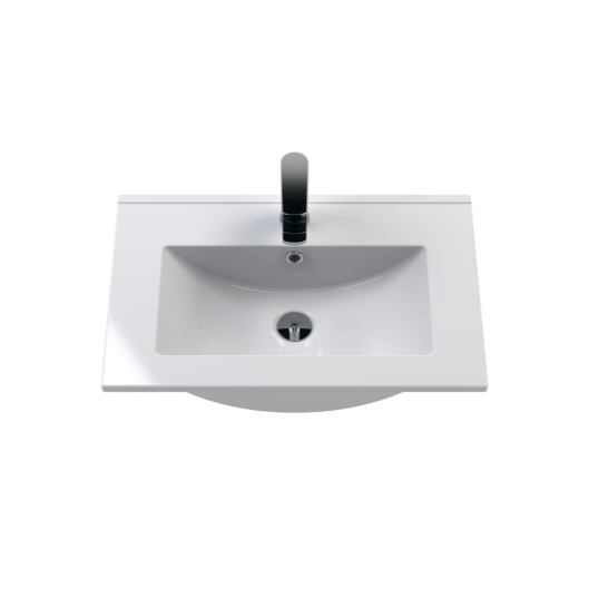 Nuie Deco 600mm Wall Hung 1 Drawer Fluted Vanity Unit & Basin - Satin White - Unbeatable Bathrooms