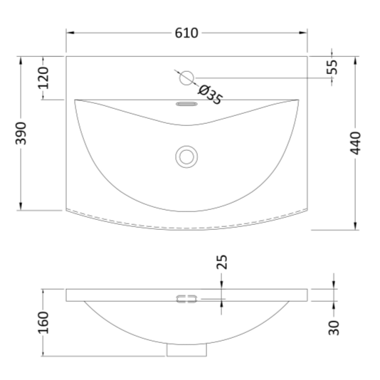 Nuie Deco 600mm Wall Hung 1 Drawer Fluted Vanity Unit & Basin - Satin Anthracite - Unbeatable Bathrooms