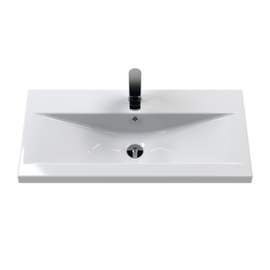 Nuie Deco 800mm Wall Hung 1 Drawer Fluted Vanity Unit & Basin - Satin Anthracite - Unbeatable Bathrooms