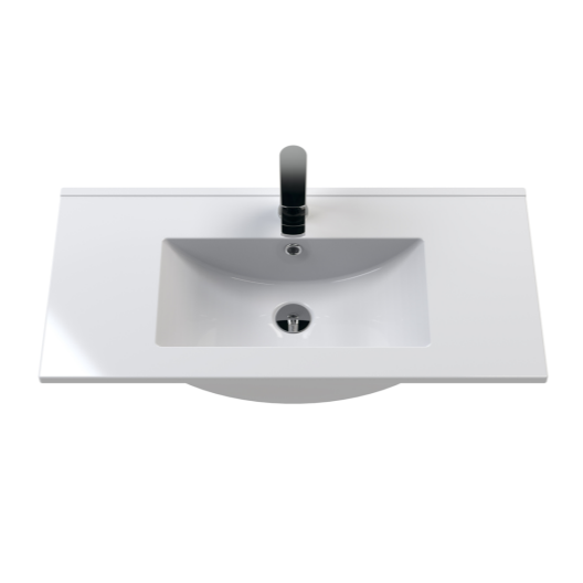 Nuie Deco 800mm Wall Hung 1 Drawer Fluted Vanity Unit & Basin - Satin Anthracite - Unbeatable Bathrooms