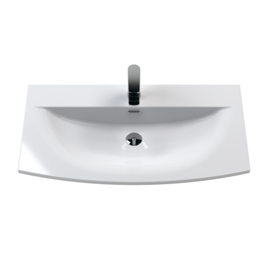 Nuie Deco 800mm Wall Hung 1 Drawer Fluted Vanity Unit & Basin - Satin White - Unbeatable Bathrooms