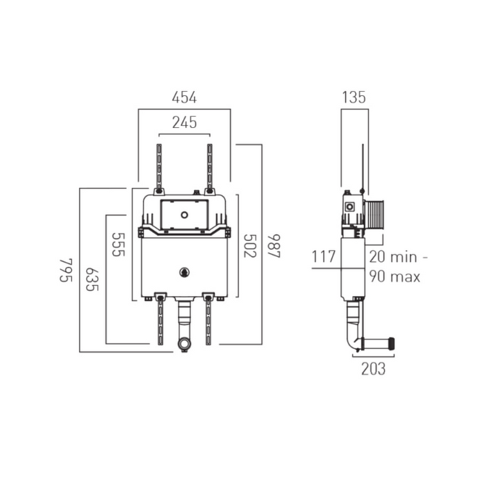 VADO Standard Dual Flush Cistern For Back-To-Wall Toilets - Unbeatable Bathrooms