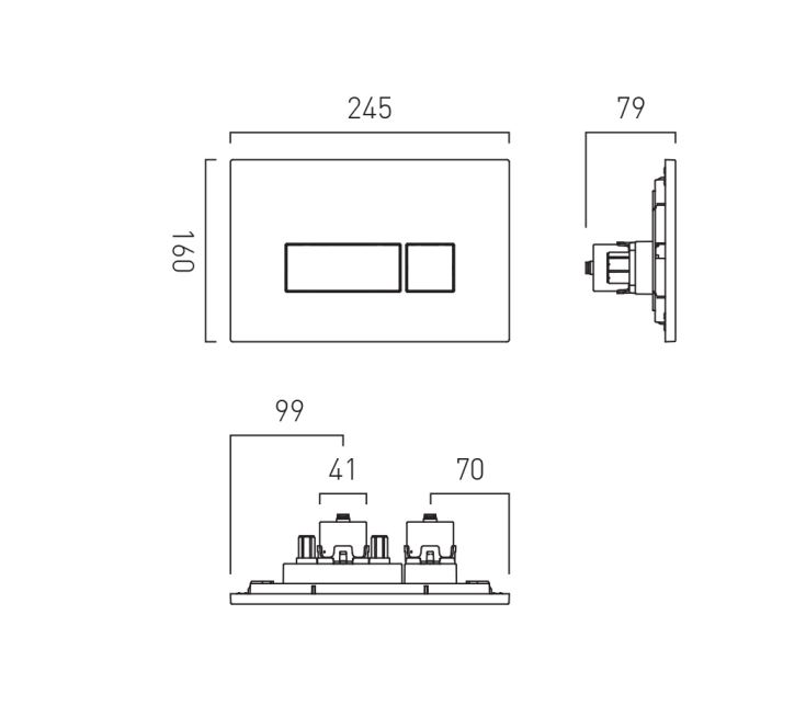 VADO Square Dual Flush Plate - Brushed Nickel - Unbeatable Bathrooms
