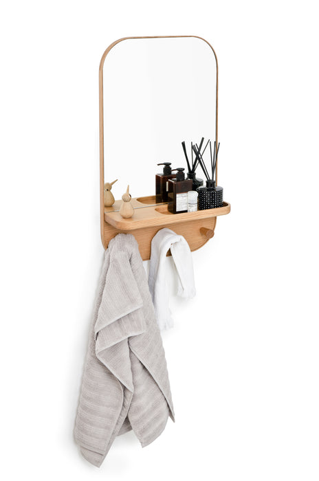 Silent Butler Storage Mirror & Shelf - Oak - Unbeatable Bathrooms