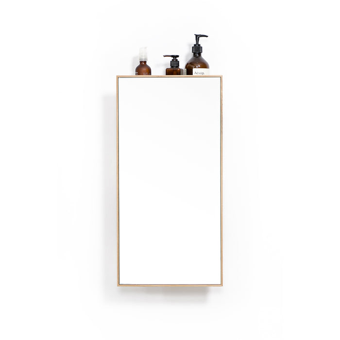 Slimline 3 Tray Bathroom Mirror Cabinet and Shelf Unit - Natural Oak - Unbeatable Bathrooms