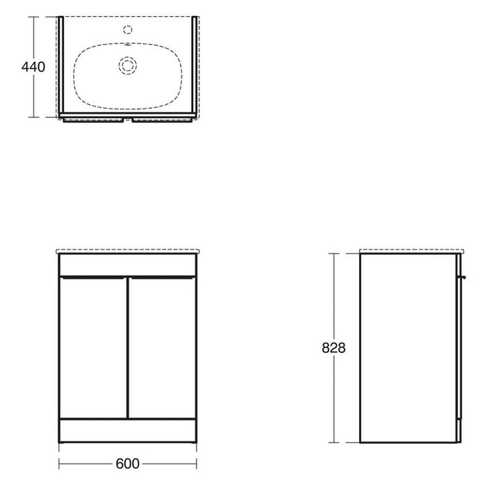 Sottini Mavone 600mm Vanity Unit - Floor Standing 2 Door Unit - Unbeatable Bathrooms